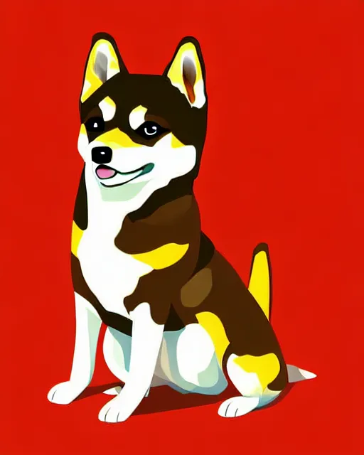 Prompt: vector illustration of a chibi shiba inu dog, digital painting, by artgem