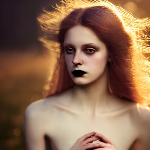 Image similar to photographic portrait of a stunningly beautiful gothic starlet renaissance female in soft dreamy light at sunset, contemporary fashion shoot, by edward robert hughes, annie leibovitz and steve mccurry, david lazar, jimmy nelsson, breathtaking, 8 k resolution, extremely detailed, beautiful, establishing shot, artistic, hyperrealistic, beautiful face, octane render