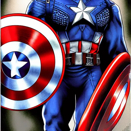 Prompt: A Portrait of Captain America, pixiv, anime