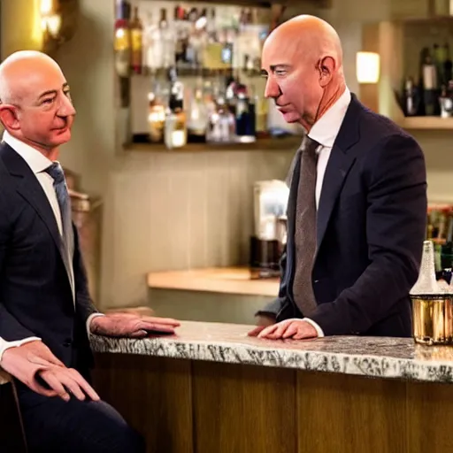 Image similar to jeff bezos in eastenders sitting at the bar