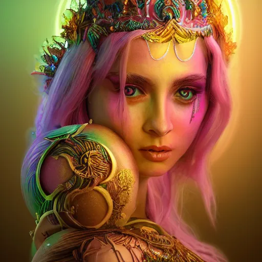 Prompt: Photorealistic magic goddess of creation. Hyperdetailed photorealism, 108 megapixels, amazing depth, glowing rich colors, powerful imagery, psychedelic Overtones, 3D finalrender, 3d shading, cinematic lighting, artstation concept art