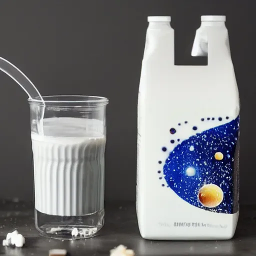 Image similar to The milky way galaxy being poured out of a milk carton