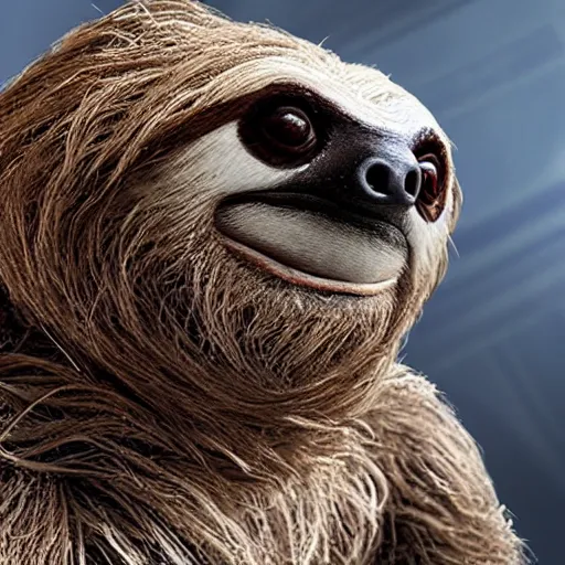 Prompt: star wars but everyone is a sloth, imax, photorealistic, detailed face