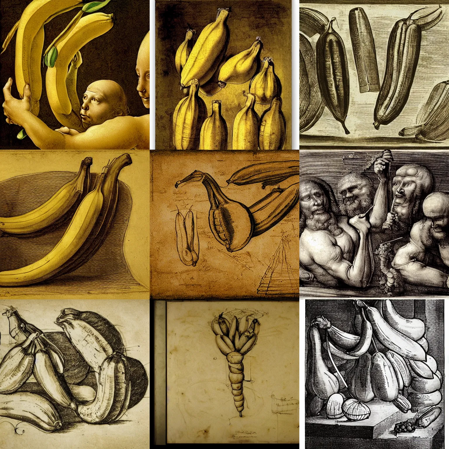 Prompt: technical sketch of the invention of the banana by leonardo da vinci