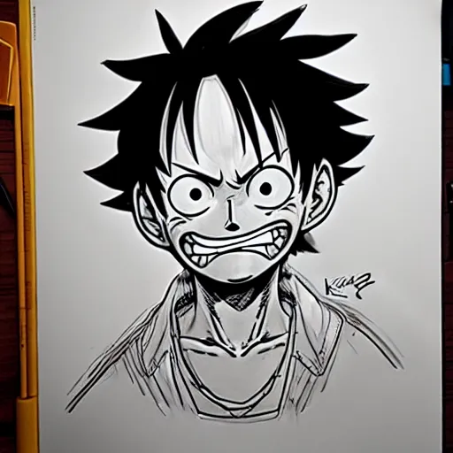 Image similar to luffy by kim jung gi