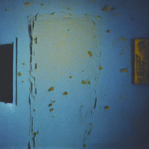 Image similar to a black unicorn in a blue and gold haunted liminal abandoned room, film still by david lynch, limited color palette, very intricate, art noveau, highly detailed, strong lights, liminal, eerie, bright pastel colors