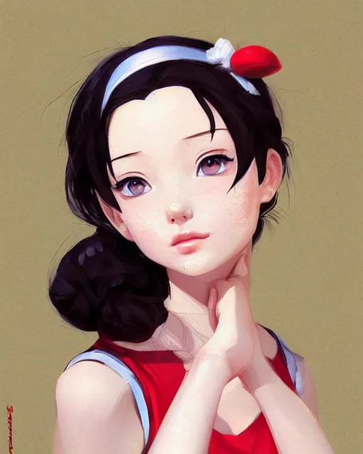 Prompt: portrait Anime snow white, girl cute-fine-face, pretty face, realistic shaded Perfect face, fine details. Anime. realistic shaded lighting by Ilya Kuvshinov Giuseppe Dangelico Pino and Michael Garmash and Rob Rey, IAMAG premiere, aaaa achievement collection, elegant freckles, fabulous