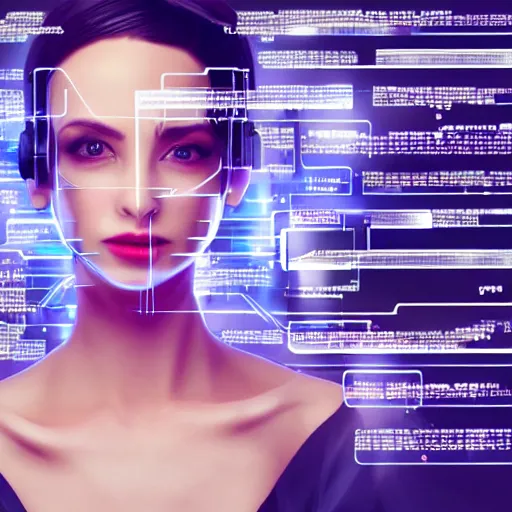 Prompt: a beautiful cyberpunk woman with brain computer interface