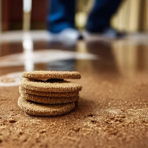 Image similar to Man mopping up spills on the table using digestive biscuits