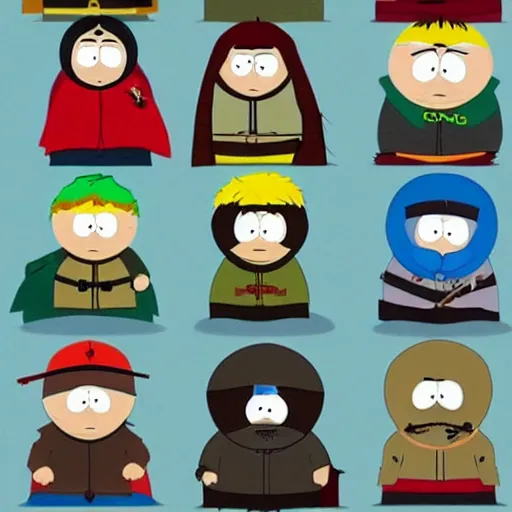 Prompt: south park characters in the lord of the rings