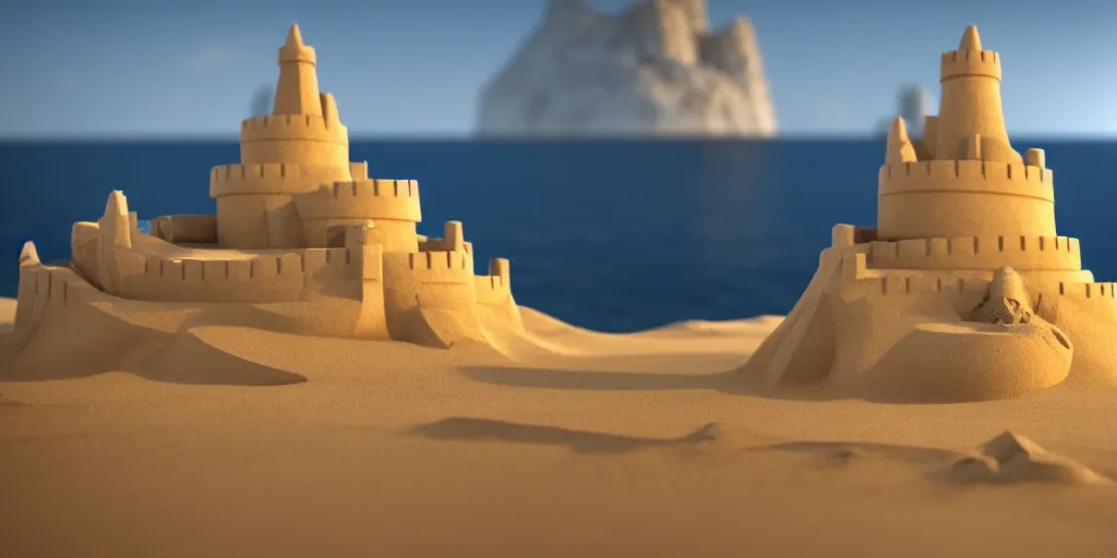 Prompt: Sand castle, octane render, unreal engine 5, extreme quality, extremely detailed sand, realistic, realistic lighting, realistic shadows, 8k