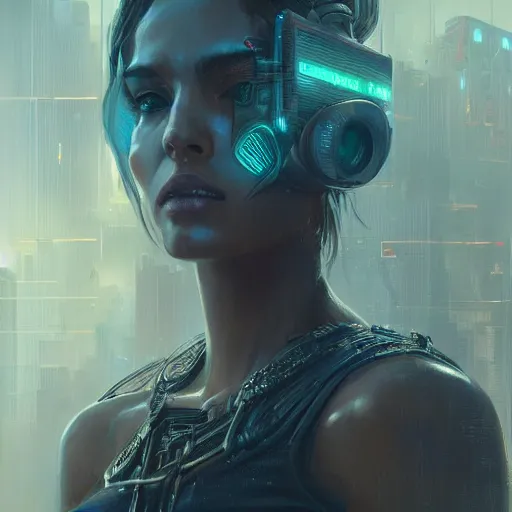 Image similar to a beautiful portrait of a cyberpunk goddess by greg rutkowski and raymond swanland, trending on artstation, ultra realistic digital art