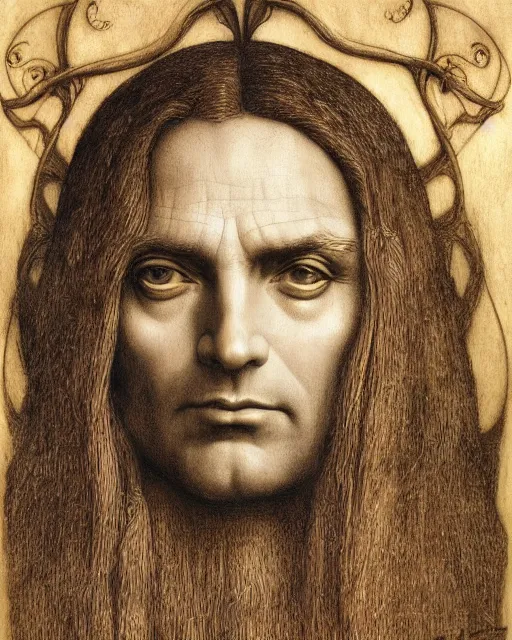 Image similar to matte painting portrait shot, leonardo da vinci sketch of cary grant, detailed and intricate by jean delville, marco mazzoni, art nouveau, symbolist, visionary, gothic, pre - raphaelite