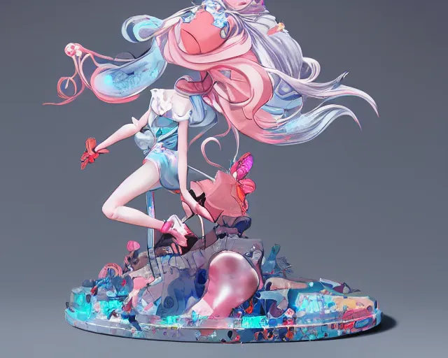 Image similar to James Jean isolated magical girl vinyl figure, figure photography, holographic undertones, glitter accents, anime stylized, high detail, ethereal lighting - H 640