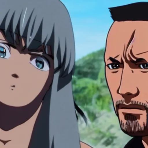 Image similar to Dwayne Johnson as a Japanese anime4K quality super realistic