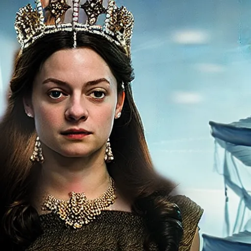 Image similar to Cinematic Depiction of Mila as the queen