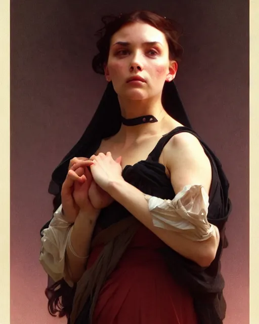 Image similar to a portrait of anguish, concept art, smooth, sharp focus, illustration, art by artgerm and greg rutkowski and alphonse mucha and william - adolphe bouguereau