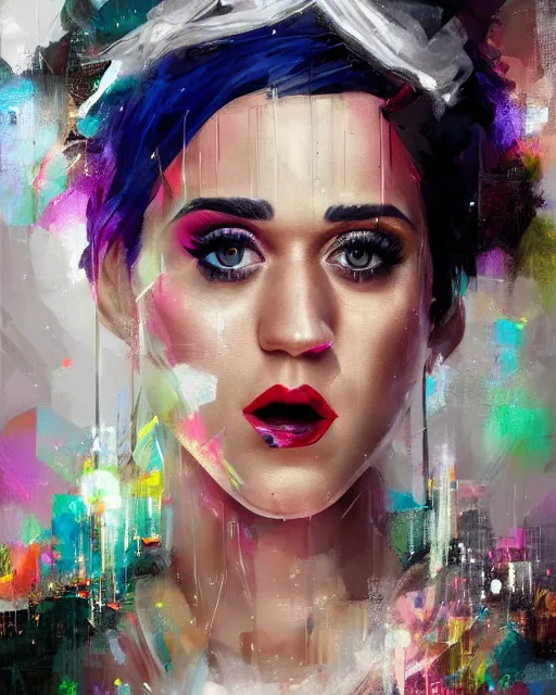 Image similar to highly detailed homeless katy perry portrait in breathtaking wedding dress, ismail inceoglu, nielly