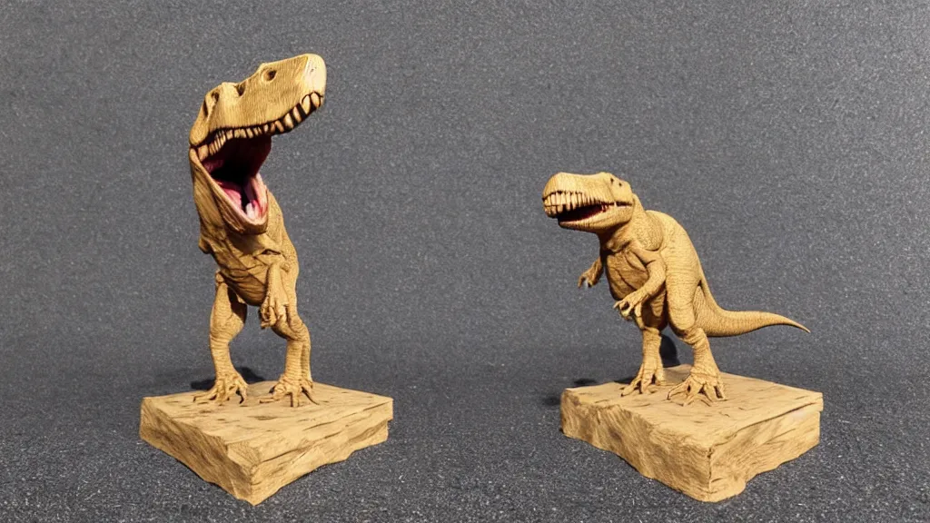 a 3d print model of a dinosaur standing on a wooden | Stable Diffusion ...