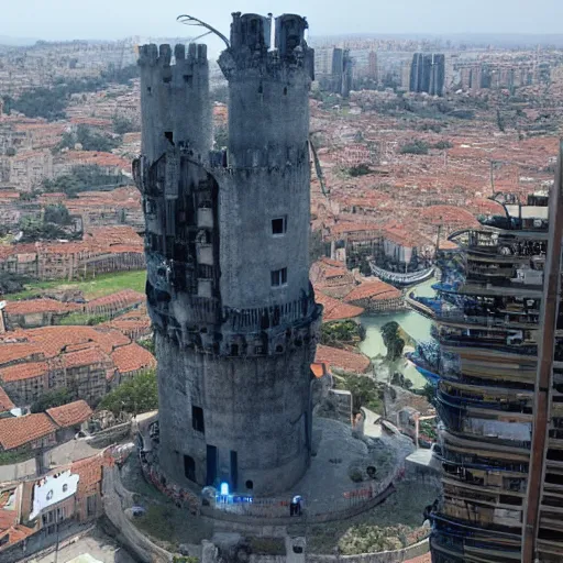 Image similar to cyberpunk torre del oro