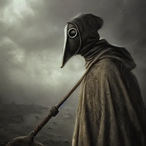 Image similar to medieval plague doctor under the cloudy sky apocalyptic deviant art dark art highly detailed artem demura