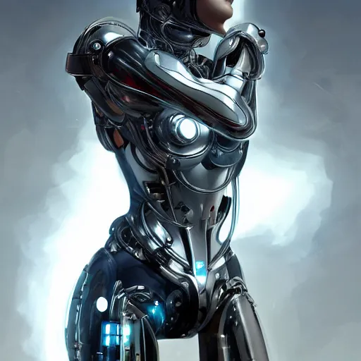 Prompt: futuristic chrome cyborg, part motorcycle,, cinematic lighting, highly detailed, trending art station, concept art, Unreal Engine 5, Photorealism, 8k resolution, cinema 4d, 3D, beautiful, art by artgerm and greg rutkowski and alphonse mucha and loish and WLOP