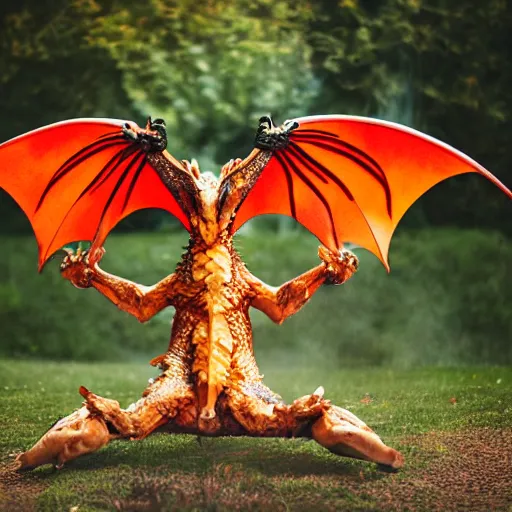 Image similar to a dragon with chicken wings