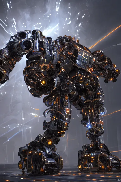 Image similar to portrait extremely hyper detailed robot lots of cables and lights and connections, highly detailed perfect render, realism. concept art. unreal engine 5, aperture 1. 8, v - ray, ultra hd, 8 k, atmospheric beautiful background and beautiful lighting. iron forge background lots of sparks and fire. god rays, volumetric lighting. hyper realism. wallpaper