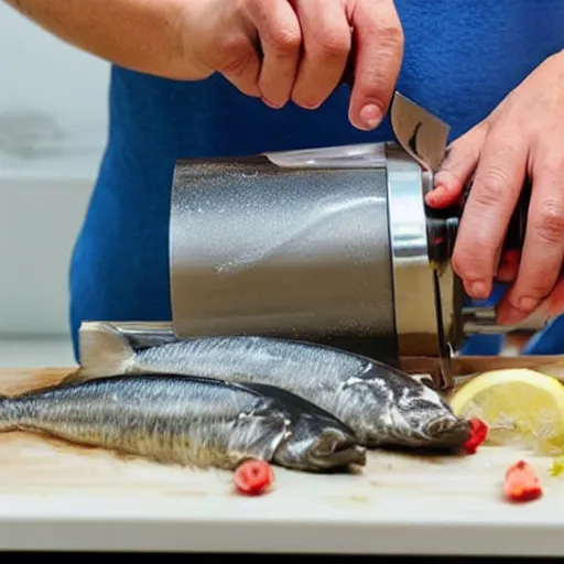 Image similar to fish being cut in a food processor