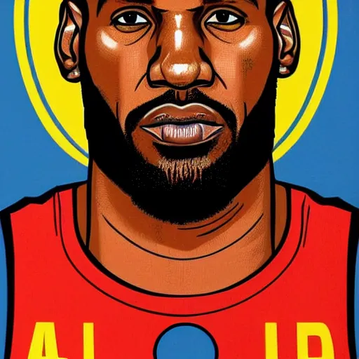 Image similar to Portrait of Lebron James by Shepard Fairey