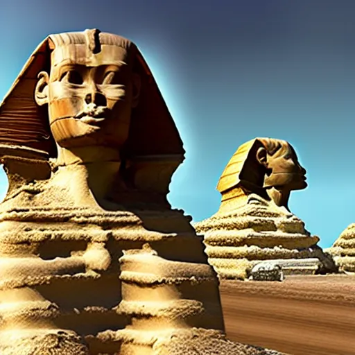 Prompt: epic masterpiece Riddle of the Sphinx in the city of Thebai Ken Kelly, photorealistic, cinematic, fantastic reality, detailed and beautiful faces, dramatic lighting, establishing shot, 8k resolution – W 1024