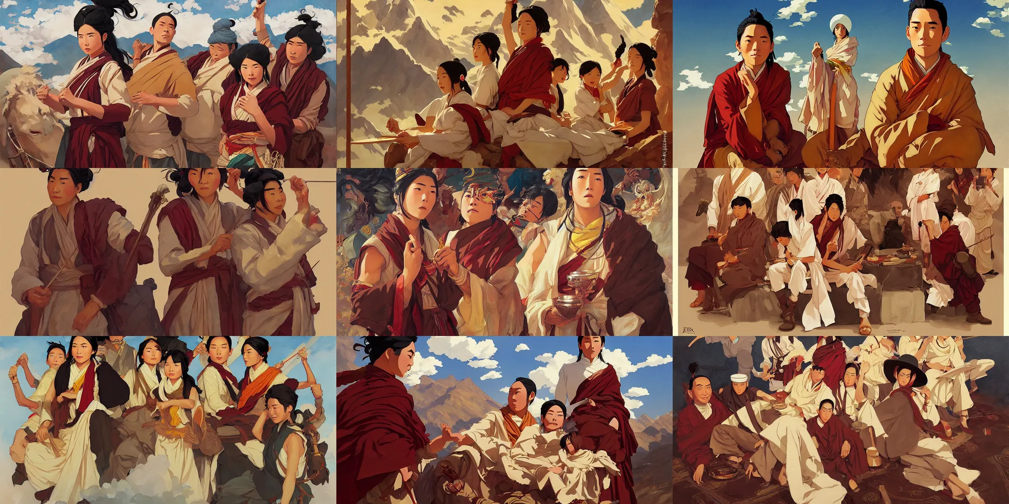 Prompt: tibet, in the style of studio ghibli, j. c. leyendecker, greg rutkowski, artem