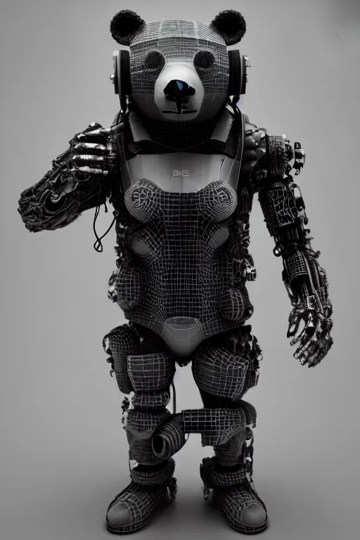 Image similar to high quality 3 d render cyborg bear! plays a cyberpun guitar, cyberpunk highly detailed, unreal engine cinematic smooth, in the style of blade runner, hannah yata charlie immer, moody light, low angle, uhd 8 k, sharp focus