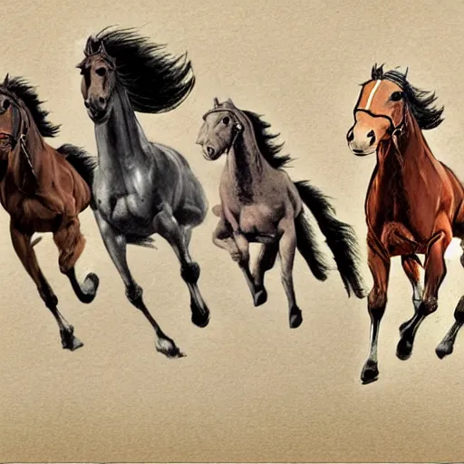 Prompt: animation key frames of horse running