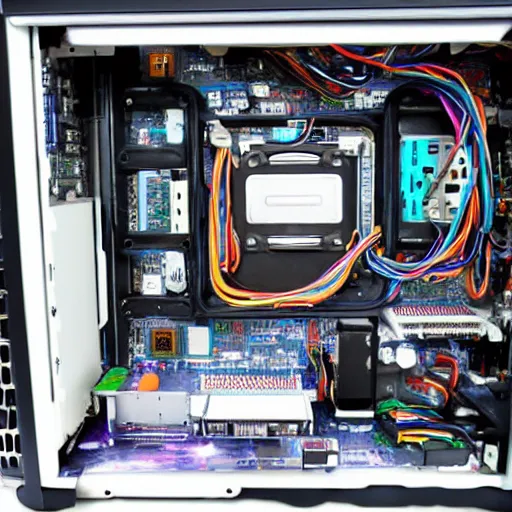 Image similar to the inside of a computer being powered by tiny gnomes