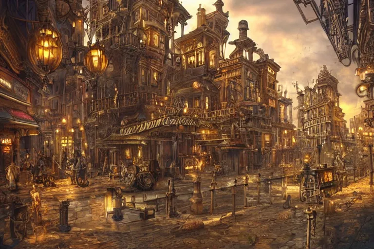 Image similar to a magnificent steampunk city. photorealism.