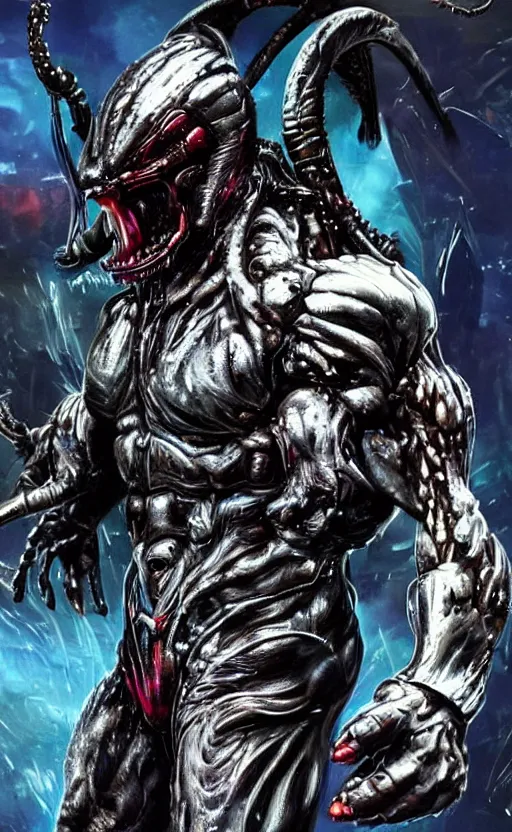 Prompt: the predator in the style of liquid terminator, the predator is an alien hunter made of liquid chrome that can change shape at will, it is very difficult to see because it is so shiny and mirrored, it has never been defeated in single combat