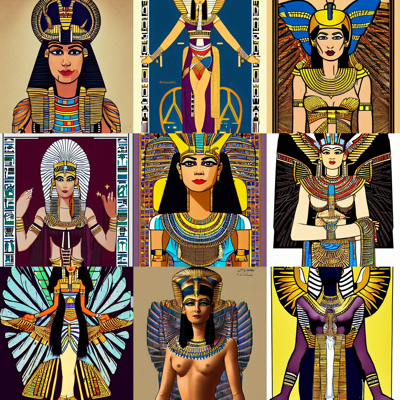 Prompt: egyptian high priestess channeling the goddess isis, illustration by pascal blanché