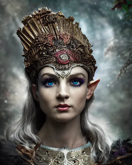 Prompt: photorealistic head and shoulders photo of beautiful victorian female ornate fantasy greek elf spartan warrior goddess, confident, Neil Blevins, Frank frazetta, arney freytag, Ritu Kumar, Sabyasachi Mukherjee, Annie Leibowitz, Magic the gathering,octane, bokeh, 8k, fashion pose, cinematic, 28mm