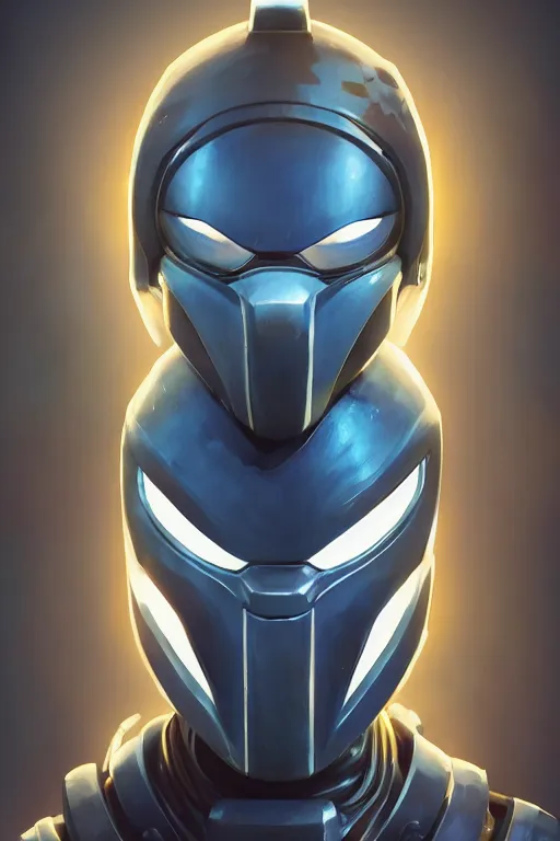 Image similar to epic mask helmet robot ninja portrait stylized as fornite style game design fanart by concept artist gervasio canda, behance hd by jesper ejsing, by rhads, makoto shinkai and lois van baarle, ilya kuvshinov, rossdraws global illumination radiating a glowing aura global illumination ray tracing hdr render in unreal engine 5