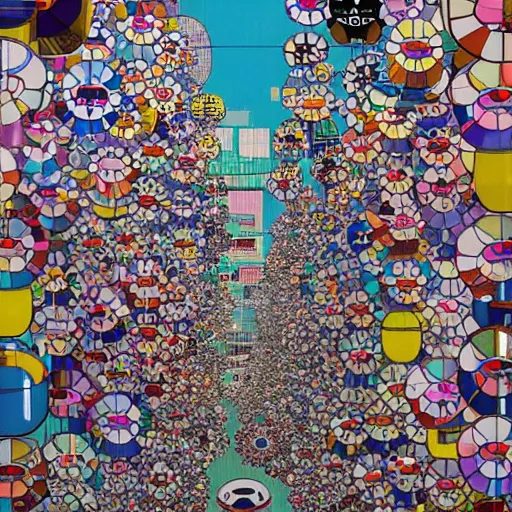 Prompt: a close up to a tokyo alley by takashi murakami, beeple and james jean, aya takano color style, 4 k, super detailed, modern, 4 k, symmetrical