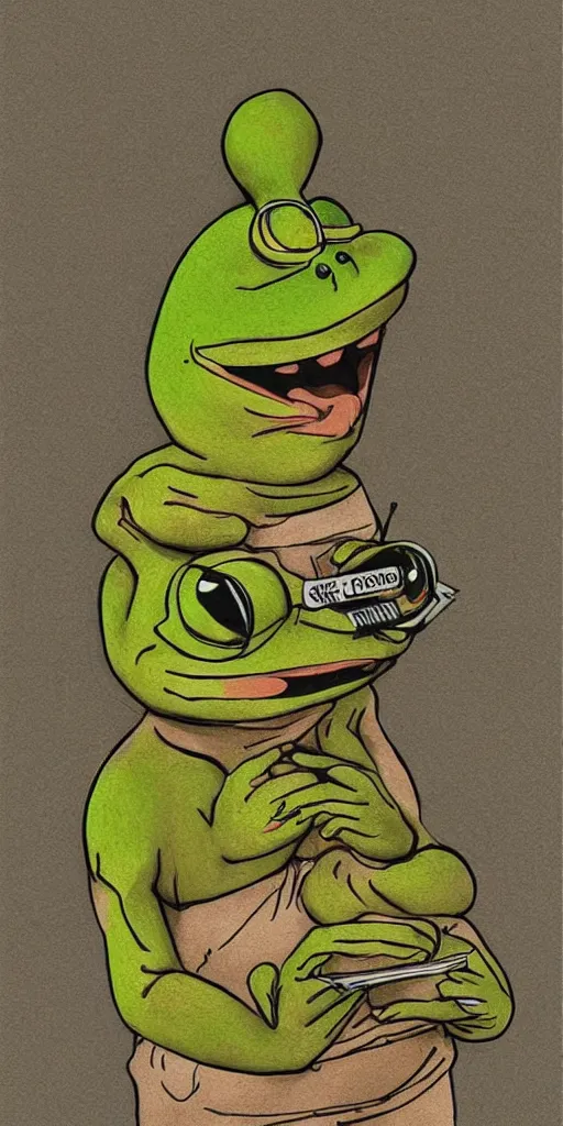 Prompt: a brilliant epic isograph print of pepe the frog by josep tapiro baro in the style of baroque art, trending on art station