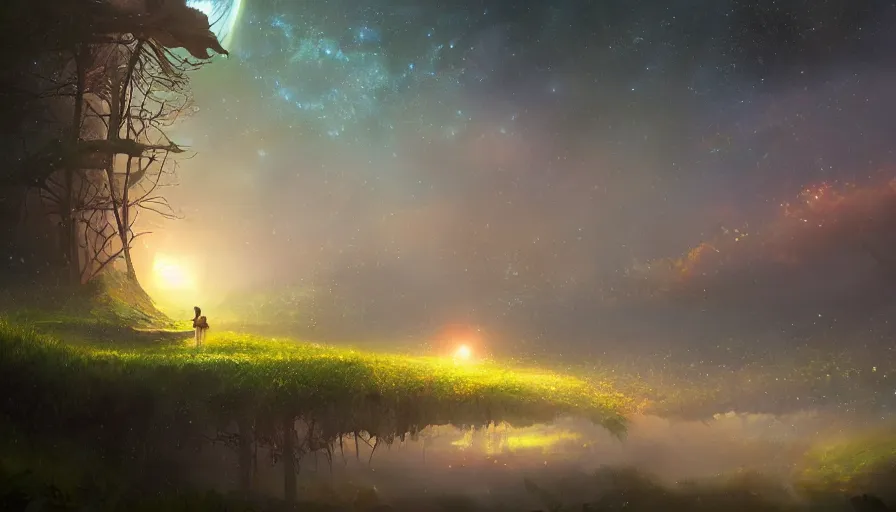 Image similar to the garden at the end of the universe, trippy, jessica rossier, art station