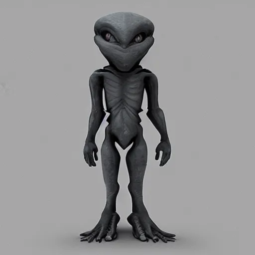 Prompt: gray alien, 3d render, UnrealEngine 5