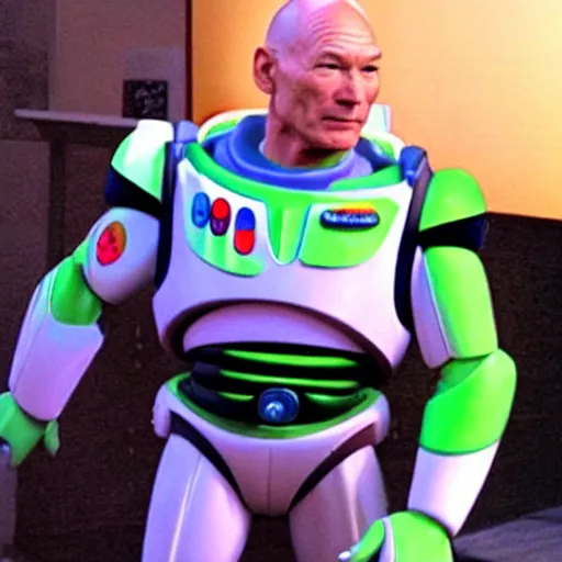 Image similar to patrick stewart as the real buzz lightyear