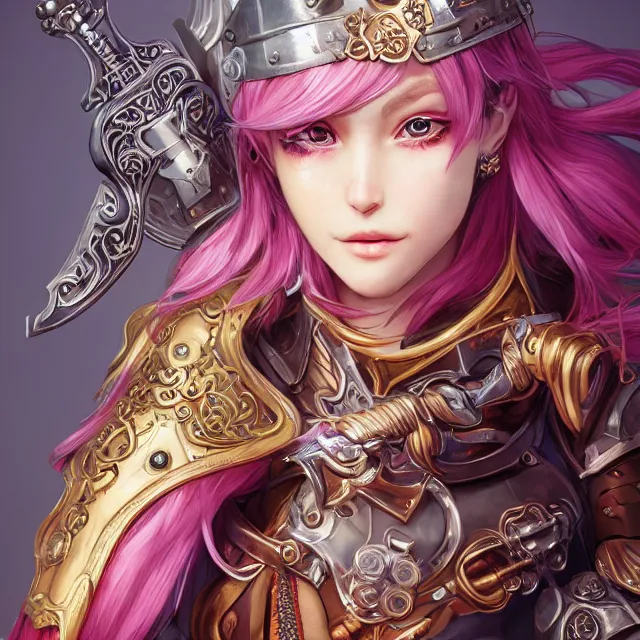 Image similar to studio portrait of lawful good colorful female holy shield paladin as absurdly beautiful, elegant, young sensual anime girl, ultrafine hyperrealistic detailed face illustration by kim jung gi, irakli nadar, intricate linework, sharp focus, bright colors, matte, octopath traveler, final fantasy, unreal engine highly rendered, global illumination, radiant light, intricate environment