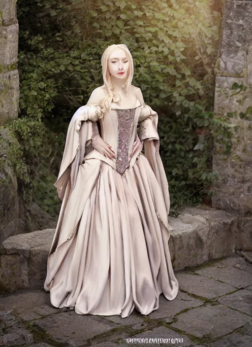 Image similar to princess wearing medieval gown by wlop