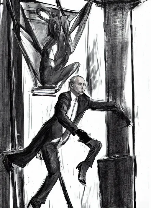 Image similar to vladimir putin, wearing in stocking, mesh shirt, in a strip club, dancing on a pole, elegant, digital painting, concept art, smooth, sharp focus, finely detailed illustration, beautifully framed