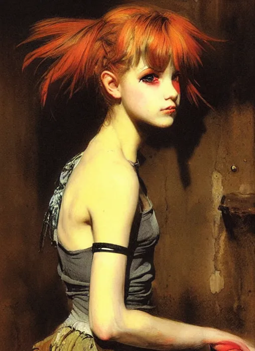 Image similar to a portrait of a pretty sewer punk young lady by adolf hiremy - hirschl