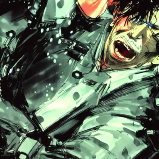 Prompt: portrait of Markiplier raging in the rain, Yoji Shinkawa